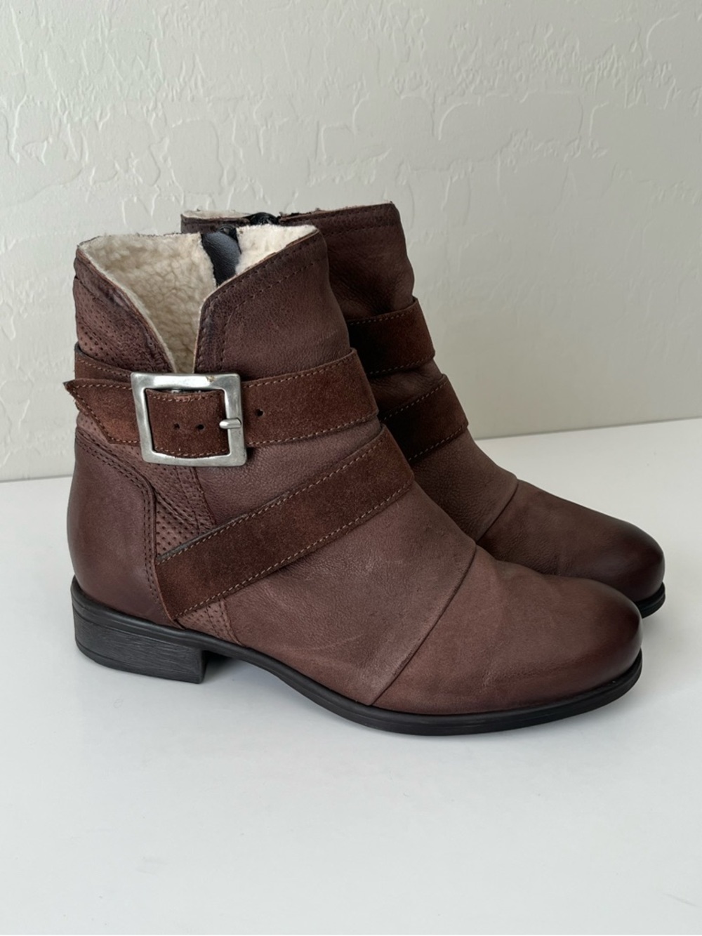 Miz Mooz Sabel Leather wool lined Ankle Boots Espresso 37 US7